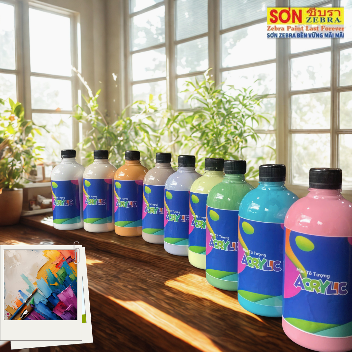 Màu Acrylic 500ml - Màu Xám Môn