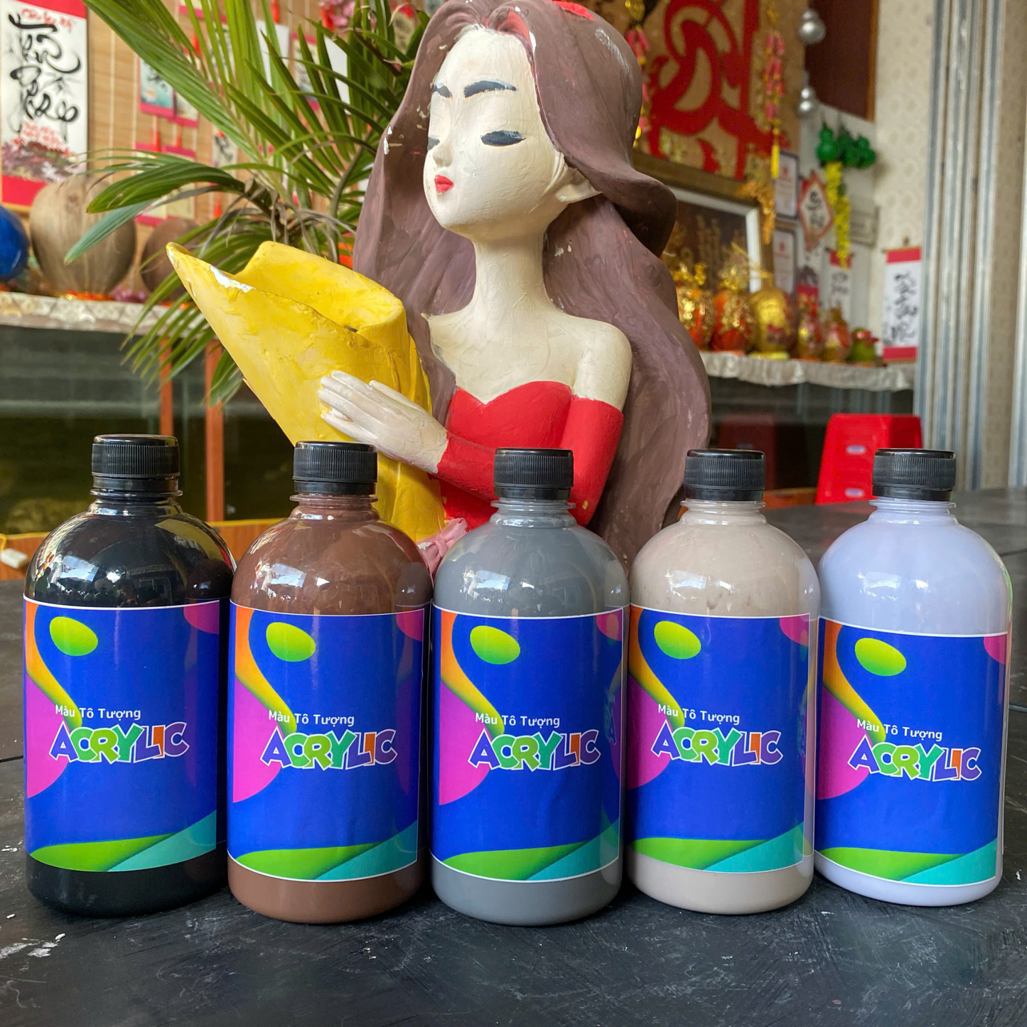 Màu Acrylic 500ml - Màu Xám Chi