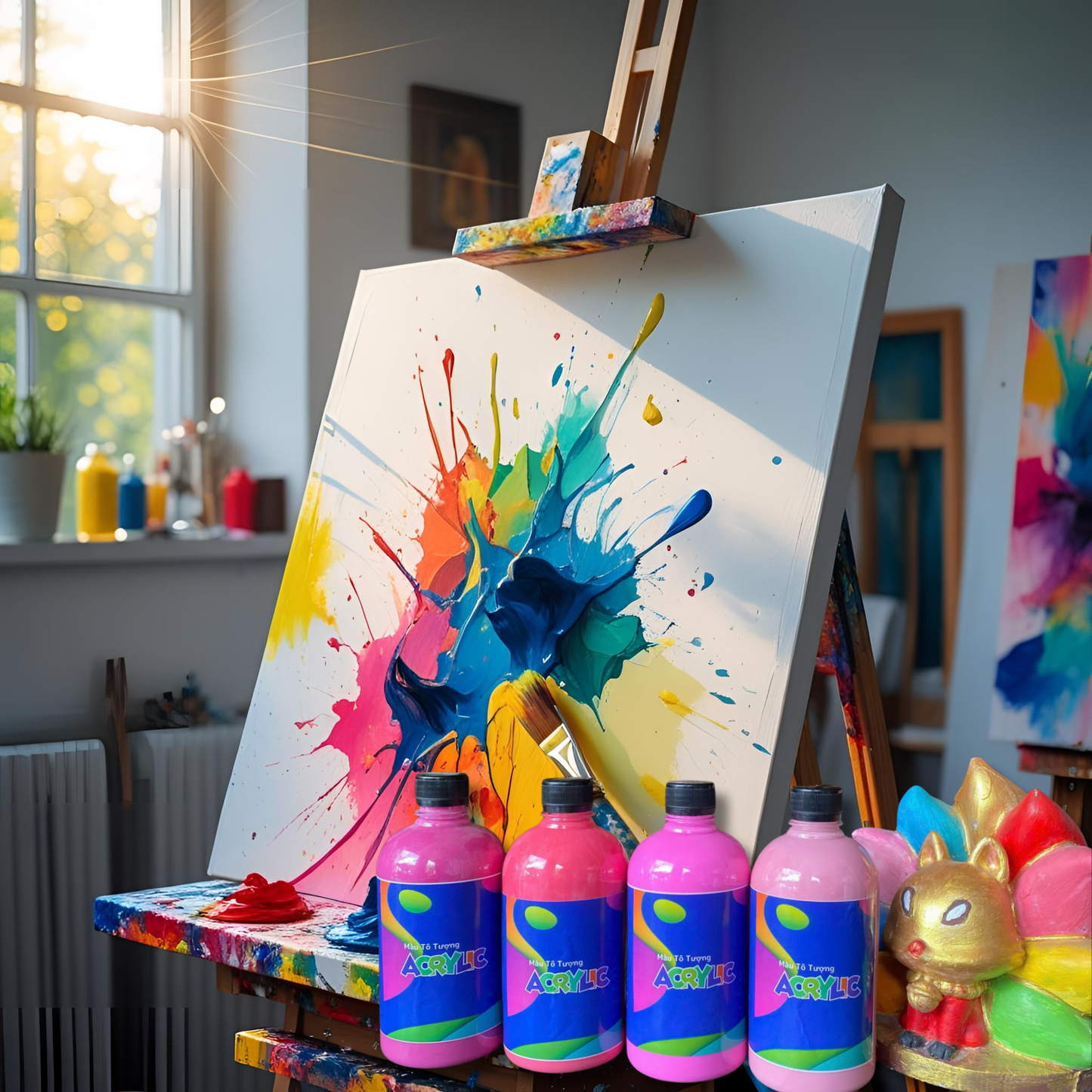 Màu Acrylic 500ml  - Màu Xanh Lá