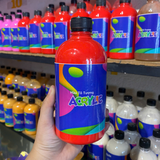 Màu Acrylic 500ml  - Màu Đỏ Đậm