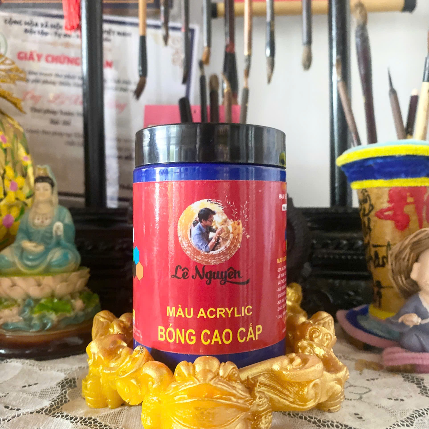Màu acrylic vẽ thư pháp siêu bóng Lê Nguyên 300ml - Màu Xanh Dương Đậm